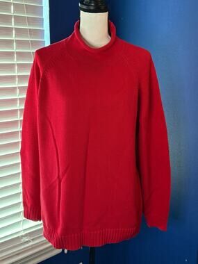 Lands’ End Red Cotton Knit Sweater – Size 2X (20W–22W)